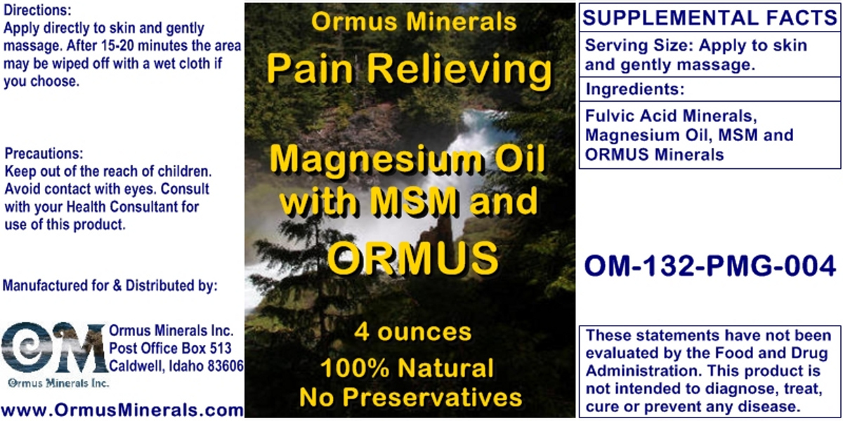 Ormus Minerals - PAIN Relieving Magnesium Oil with MSM and ORMUS